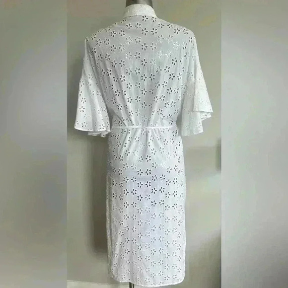 🆕  Women’s BCBG MaxAzria White Cotton Kimono - Picture 6 of 16